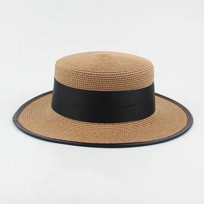 Panama Fashion Ladies Elegant Raffia Straw Hat Rhinestone Letters Vacation Travel High Quality Ladies Summer Topper Banquet Hat - www.Shopthatapp.com