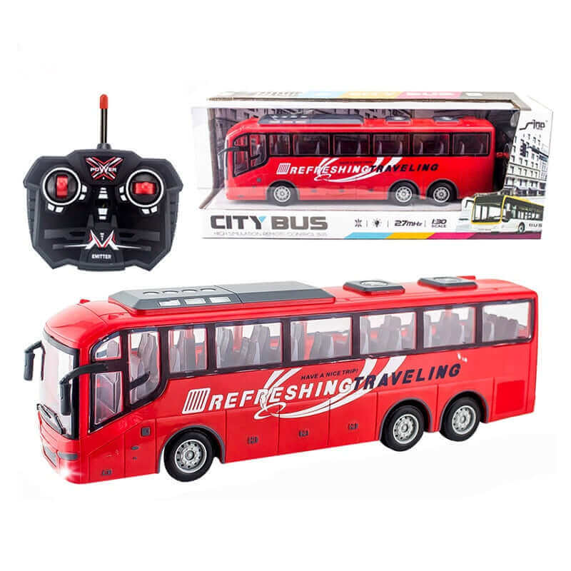 1/30 RC Bus with Lights - 27Mhz Electric Remote Control Car for Kids - www.Shopthatapp.com
