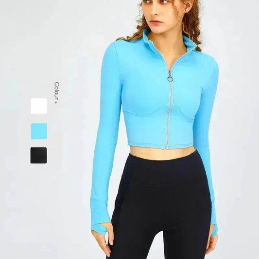 High Neck Zipper Sports Gym Suit - www.Shopthatapp.com #