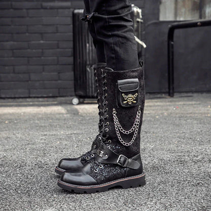 High Riding Boots Men's Frosted Locomotive Long Barrel Rock Punk - www.Shopthatapp.com
