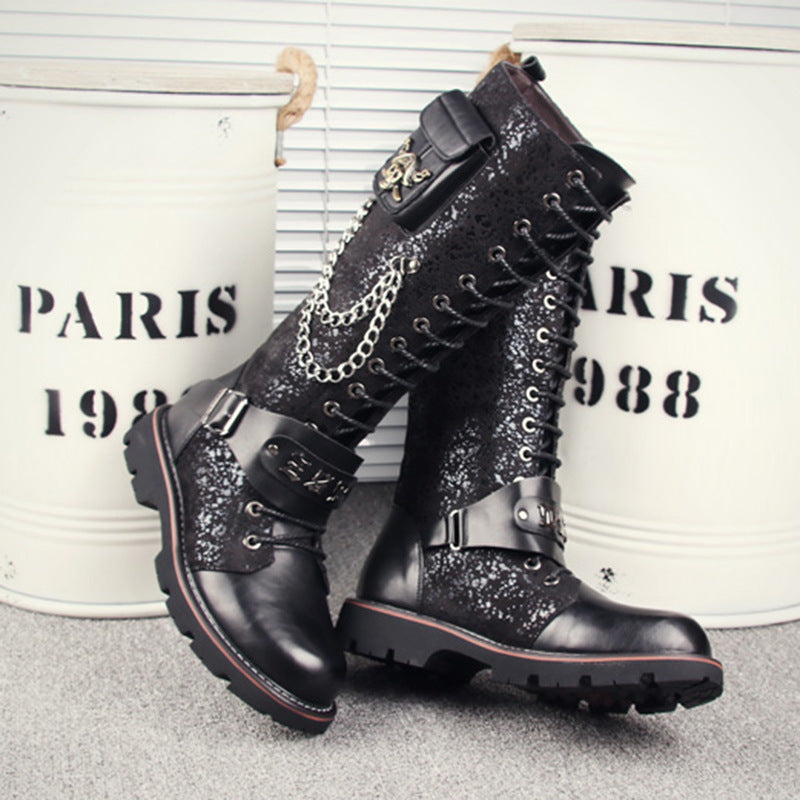 High Riding Boots Men's Frosted Locomotive Long Barrel Rock Punk - www.Shopthatapp.com