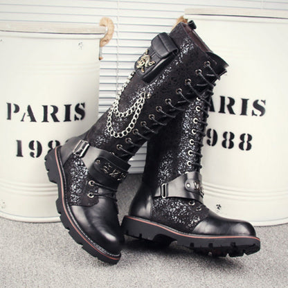 High Riding Boots Men's Frosted Locomotive Long Barrel Rock Punk - www.Shopthatapp.com