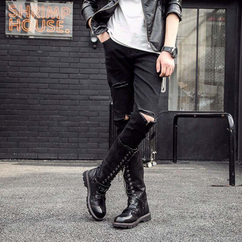 High Riding Boots Men's Frosted Locomotive Long Barrel Rock Punk - www.Shopthatapp.com
