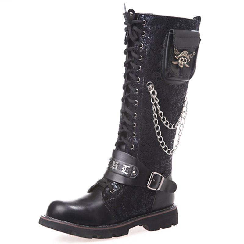 High Riding Boots Men's Frosted Locomotive Long Barrel Rock Punk - www.Shopthatapp.com