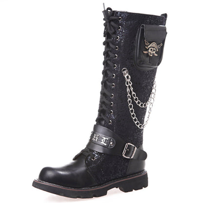 High Riding Boots Men's Frosted Locomotive Long Barrel Rock Punk - www.Shopthatapp.com