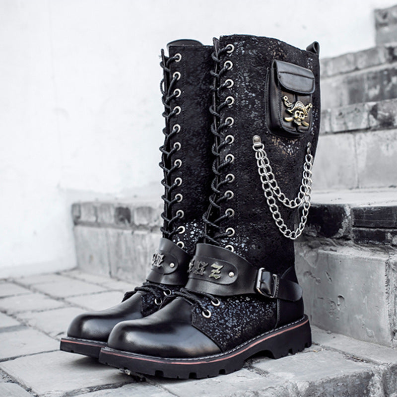 High Riding Boots Men's Frosted Locomotive Long Barrel Rock Punk - www.Shopthatapp.com