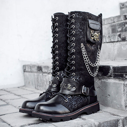 High Riding Boots Men's Frosted Locomotive Long Barrel Rock Punk - www.Shopthatapp.com