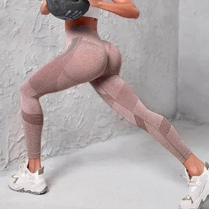 High Waist Seamless Yoga Pants Women's Solid Color Dot Striped Print Butt Lifting Leggings Fitness Running Sport Gym Legging Outfits - www.Shopthatapp.com #