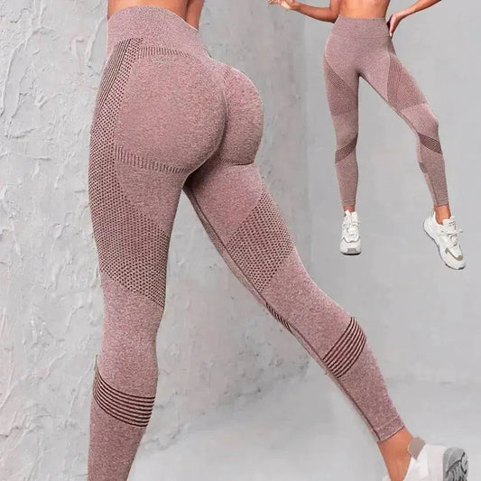 High Waist Seamless Yoga Pants Women's Solid Color Dot Striped Print Butt Lifting Leggings Fitness Running Sport Gym Legging Outfits - www.Shopthatapp.com #