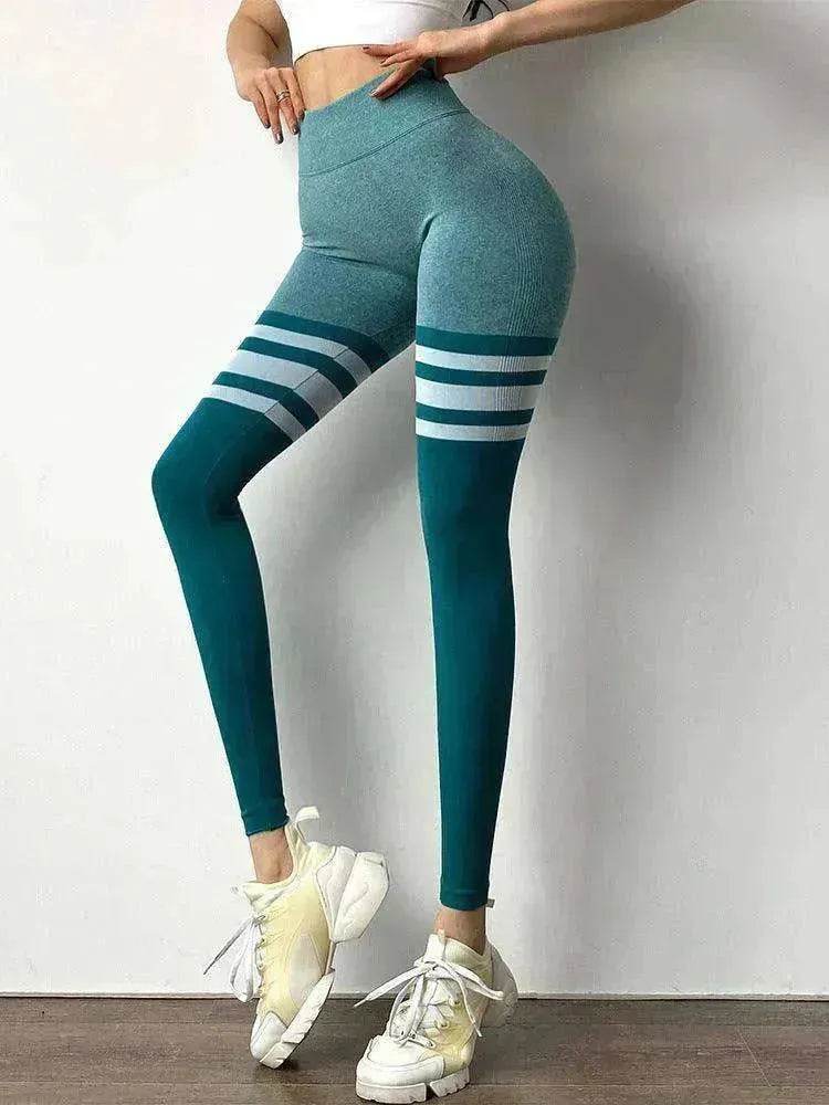 High Waist Stripe Fitness Leggings for Gym & Yoga - www.Shopthatapp.com #