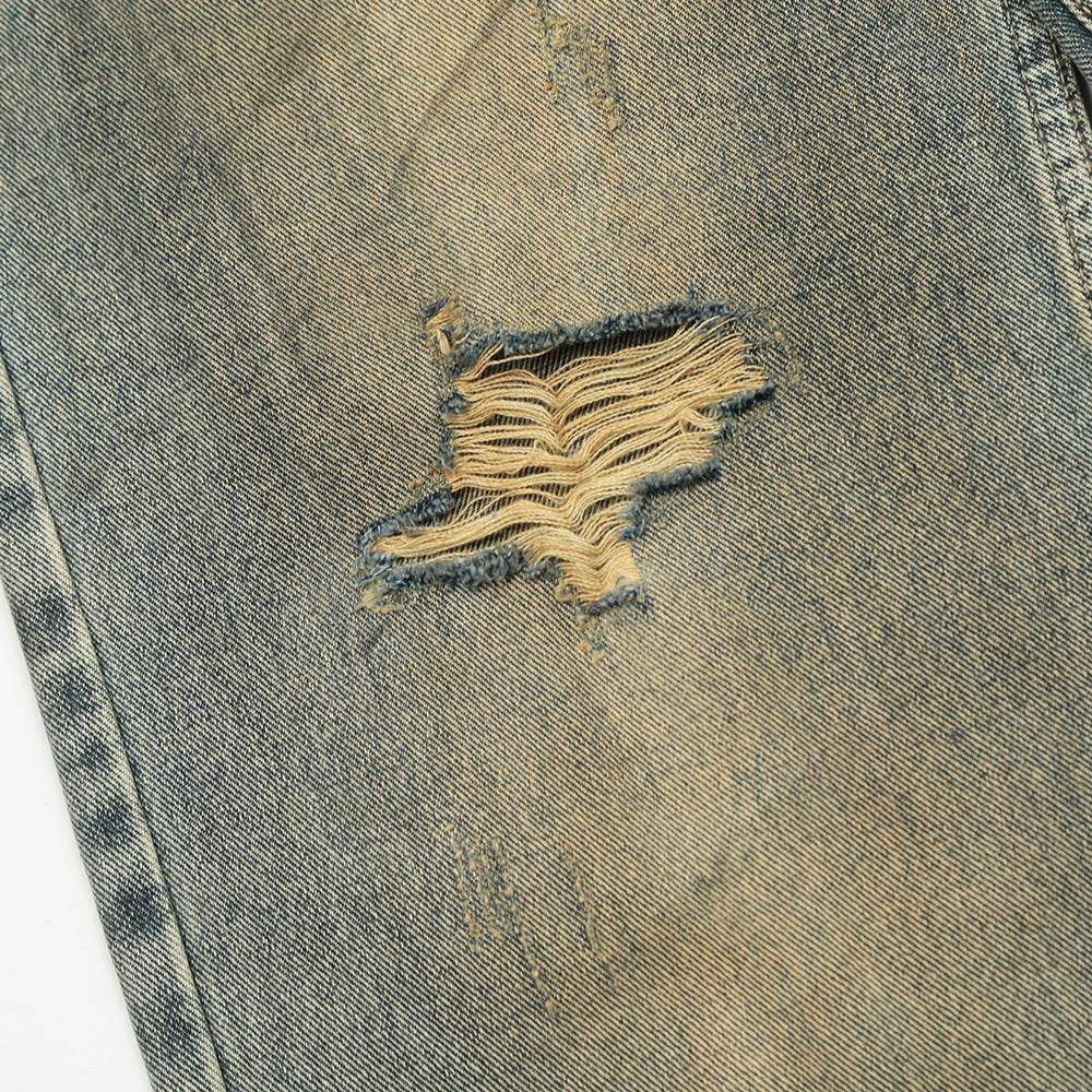 Hole Denim Men Trousers Heavy Industry Washing Jeans - www.Shopthatapp.com #