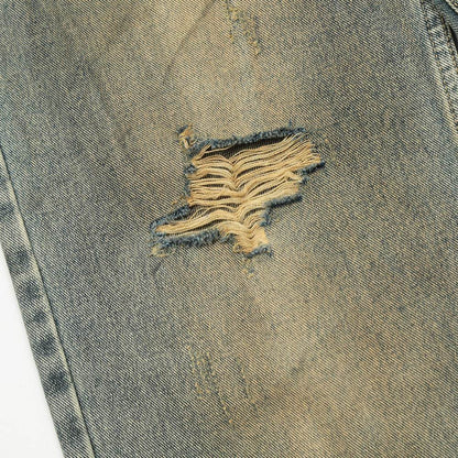 Hole Denim Men Trousers Heavy Industry Washing Jeans - www.Shopthatapp.com #