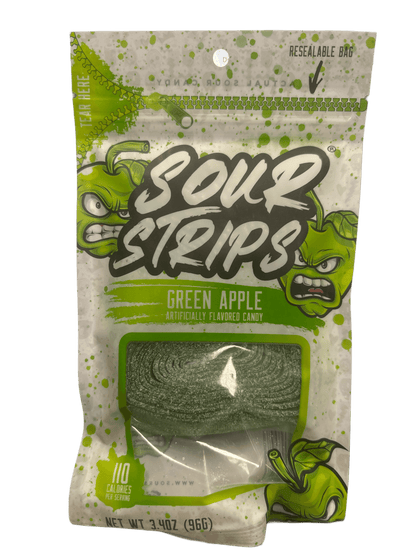 Sour Strips Green Apple Candy Bag 3.40OZ - U.S Edition - www.Shopthatapp.com