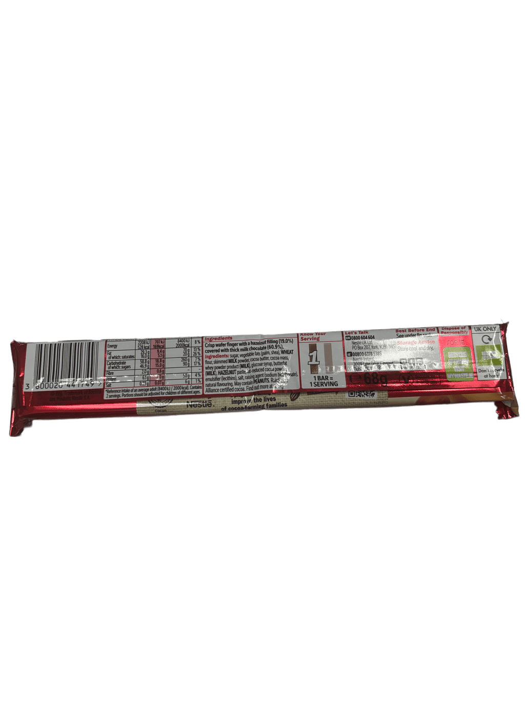 Kit Kat Chunky Hazelnut Cream Duo Chocolate Bar 68G - U.K Edition - www.Shopthatapp.com