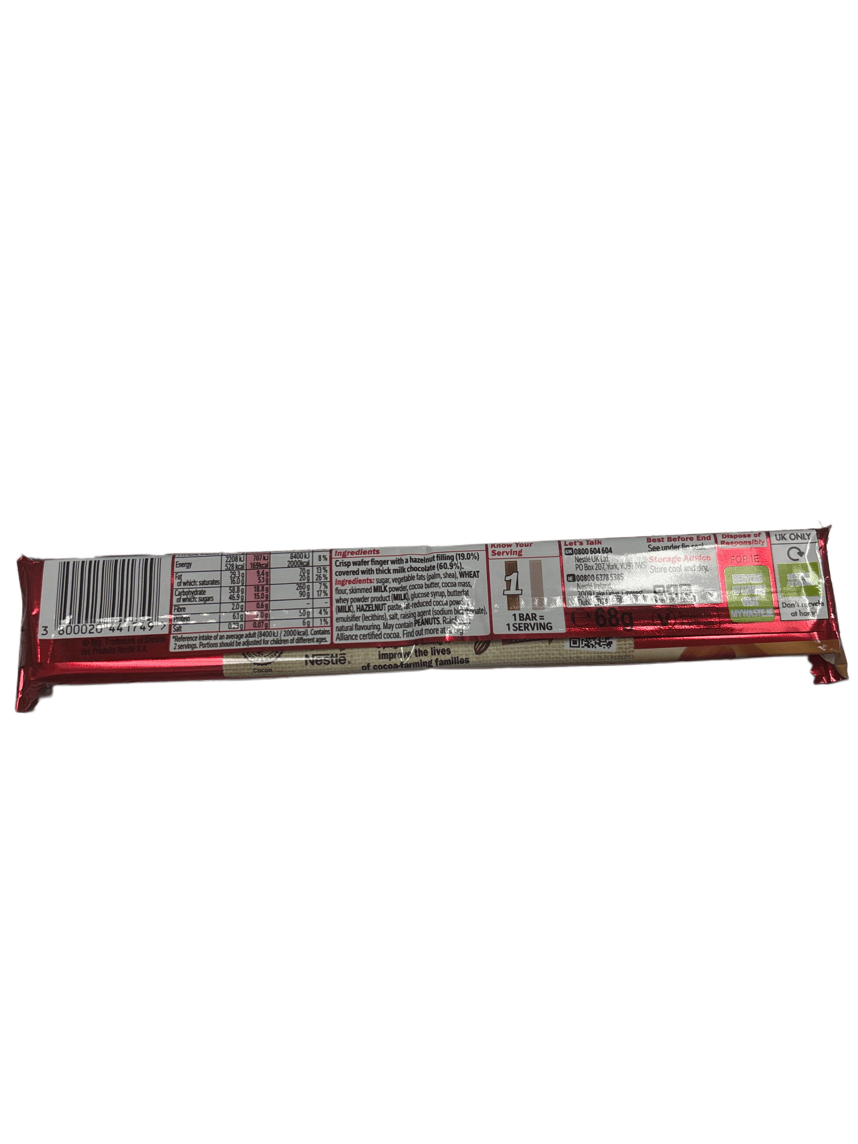 Kit Kat Chunky Hazelnut Cream Duo Chocolate Bar 68G - U.K Edition - www.Shopthatapp.com