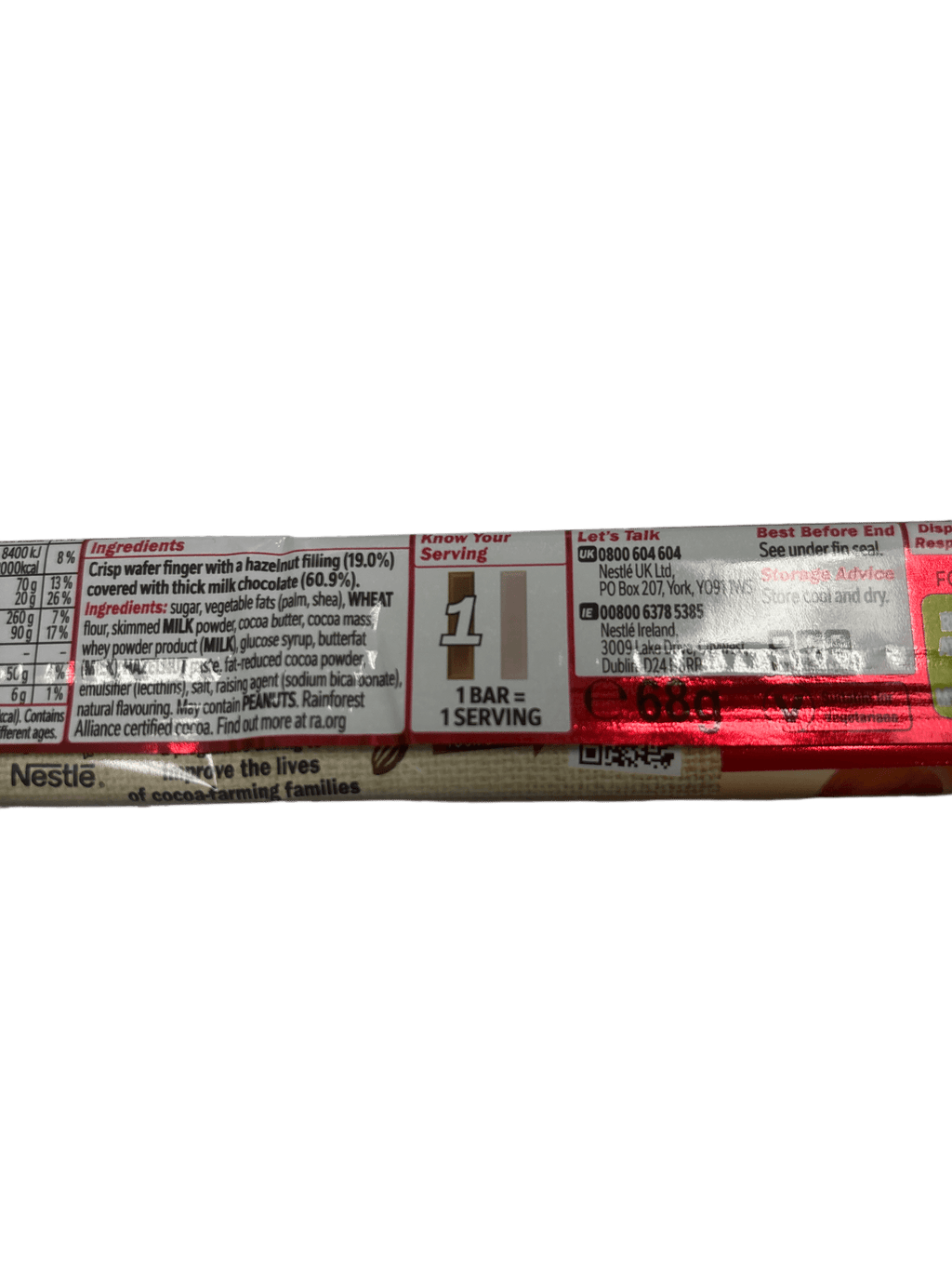 Kit Kat Chunky Hazelnut Cream Duo Chocolate Bar 68G - U.K Edition - www.Shopthatapp.com