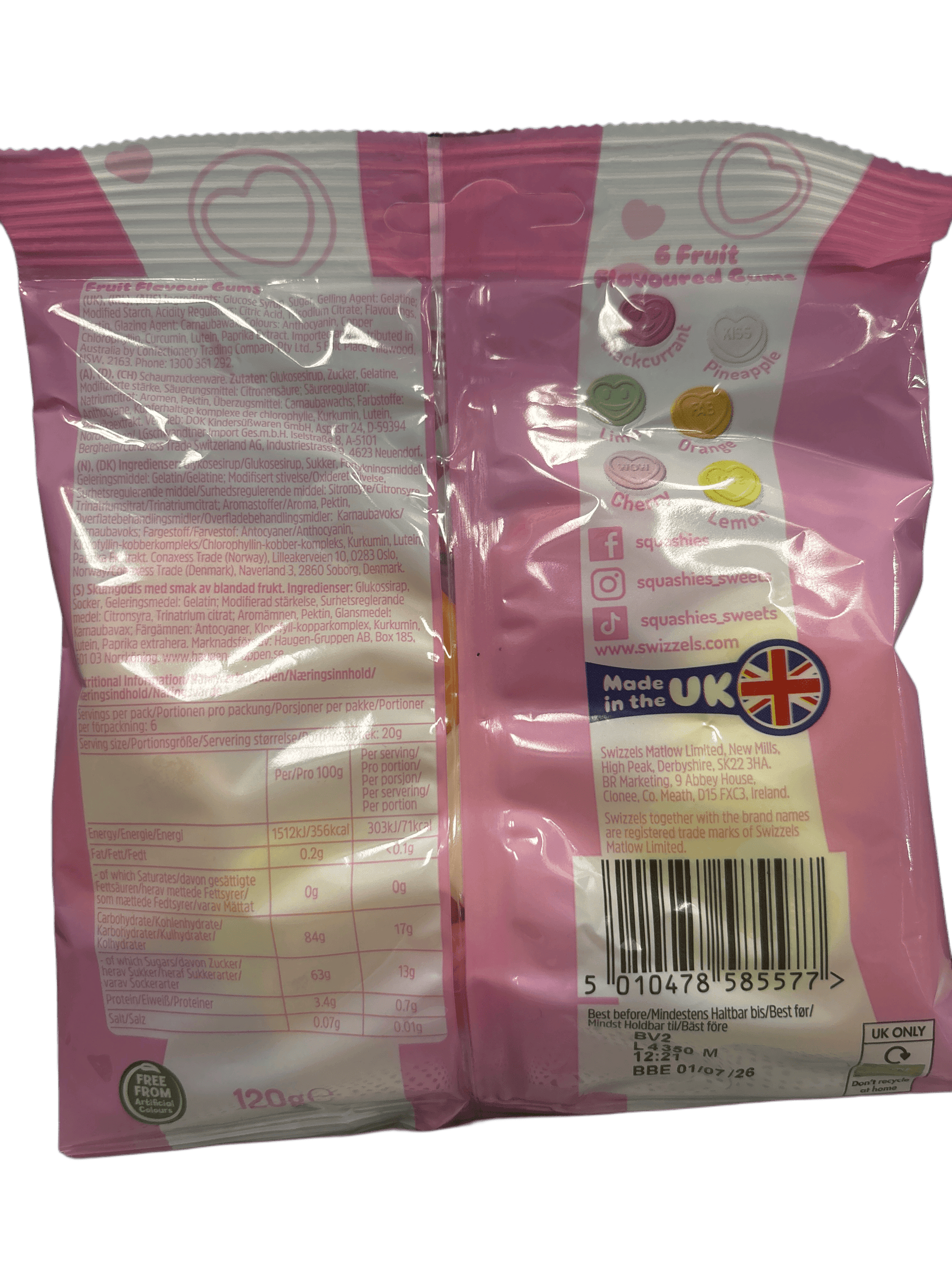 Squashies Love Hearts Mixed Fruit 120G - U.K Edition - www.Shopthatapp.com