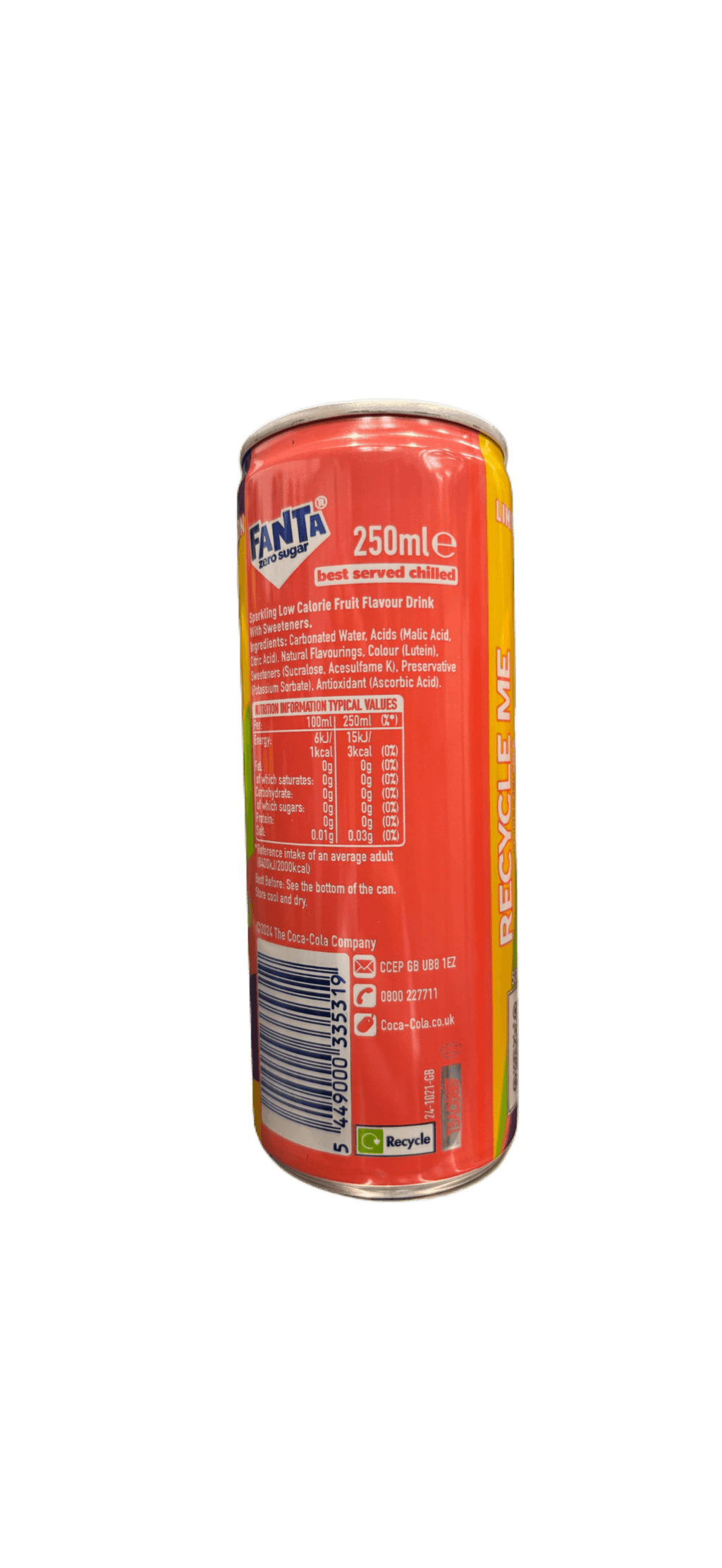 Fanta Tutti Fruitti Taste Zero Sugar Drink 250ML - U.K Limited Edition - www.Shopthatapp.com