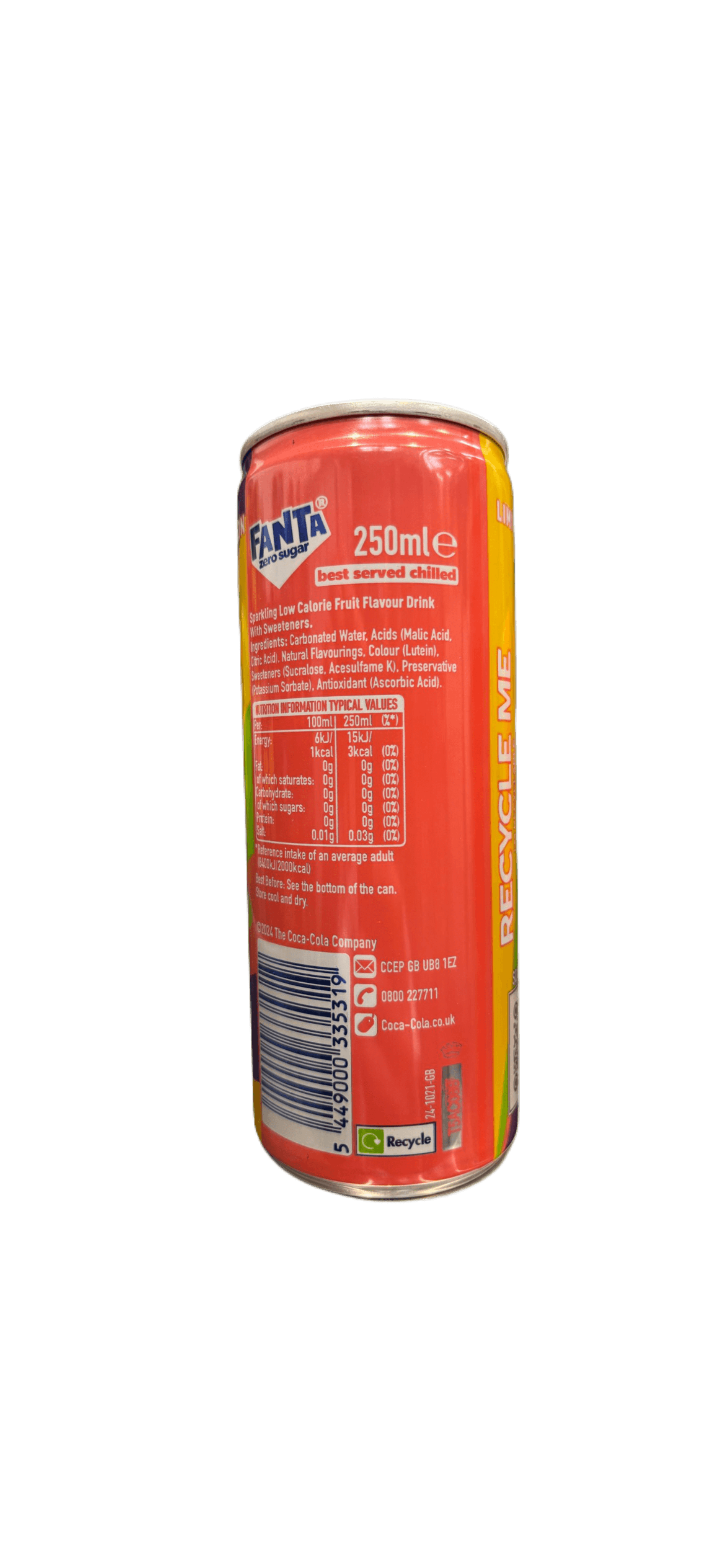 Fanta Tutti Fruitti Taste Zero Sugar Drink 250ML - U.K Limited Edition - www.Shopthatapp.com