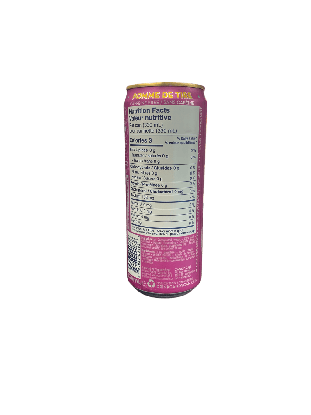 Candy Can Sparkling Wonka Toffee Apple Sugar Free Drink 330ML - Canada Edtion - www.Shopthatapp.com