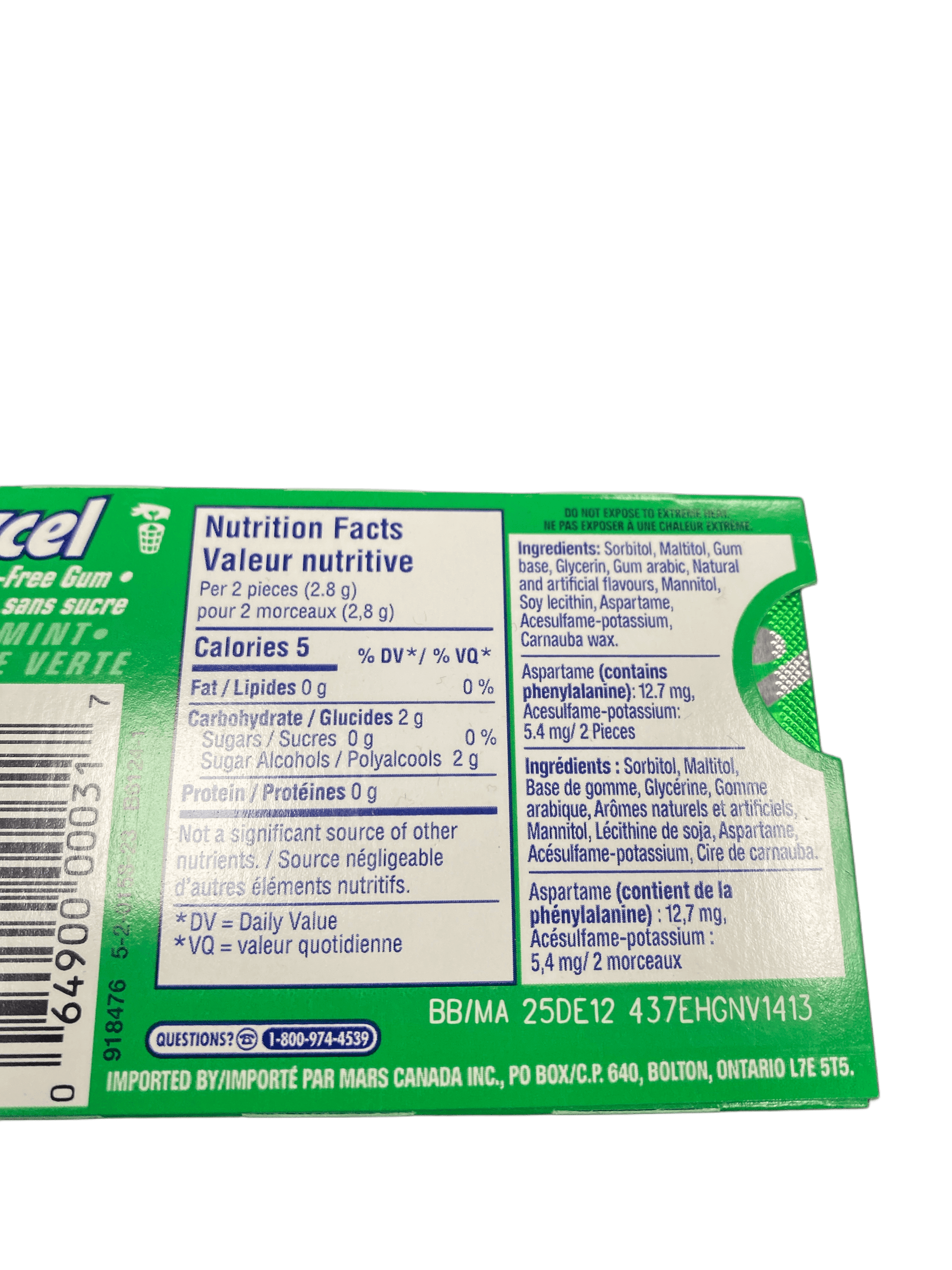 Excel Spearmint Gum 12 Pieces - Canadian Edition - www.Shopthatapp.com
