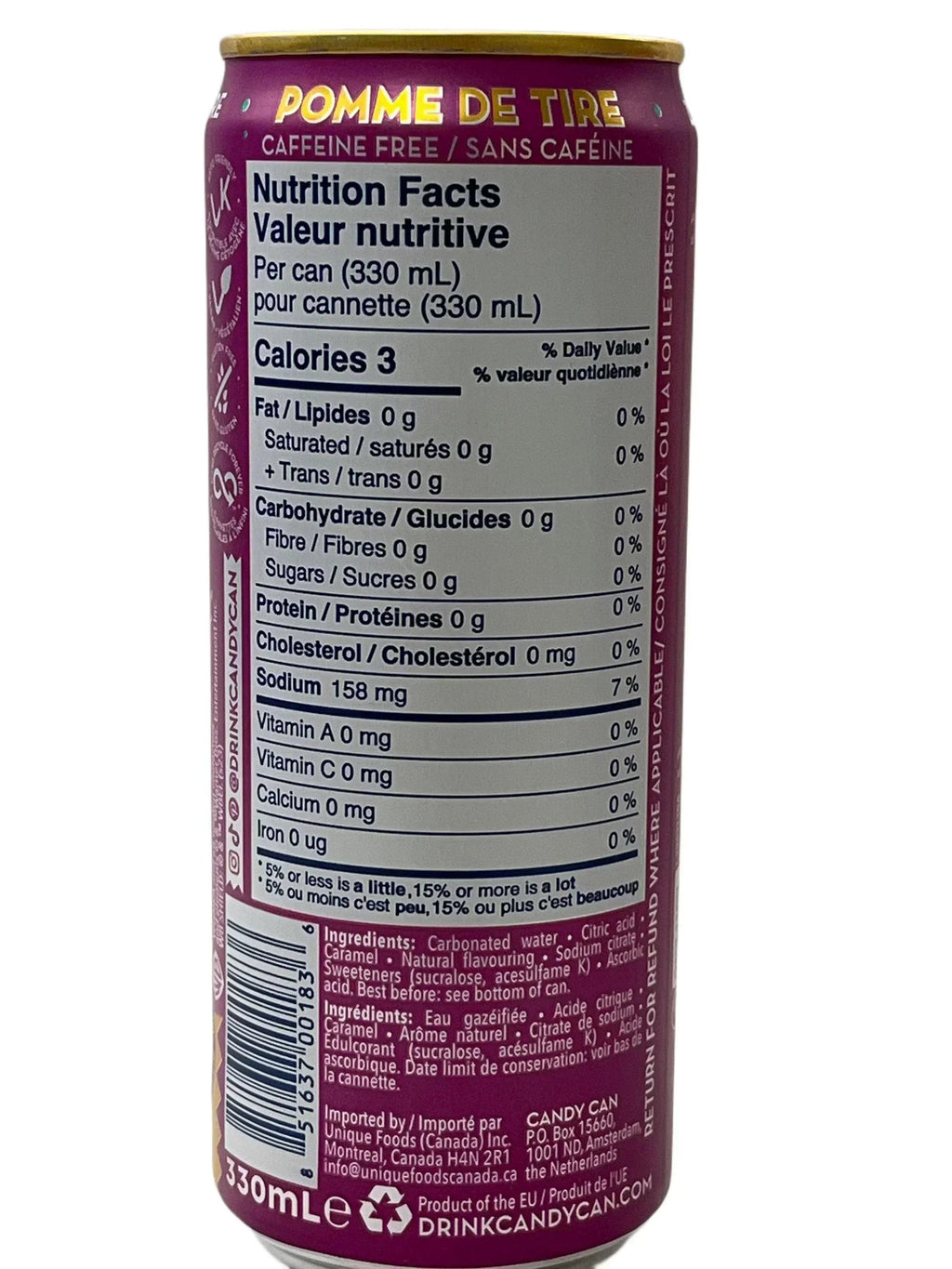 Candy Can Sparkling Wonka Toffee Apple Sugar Free Drink 330ML - Canada Edtion - www.Shopthatapp.com