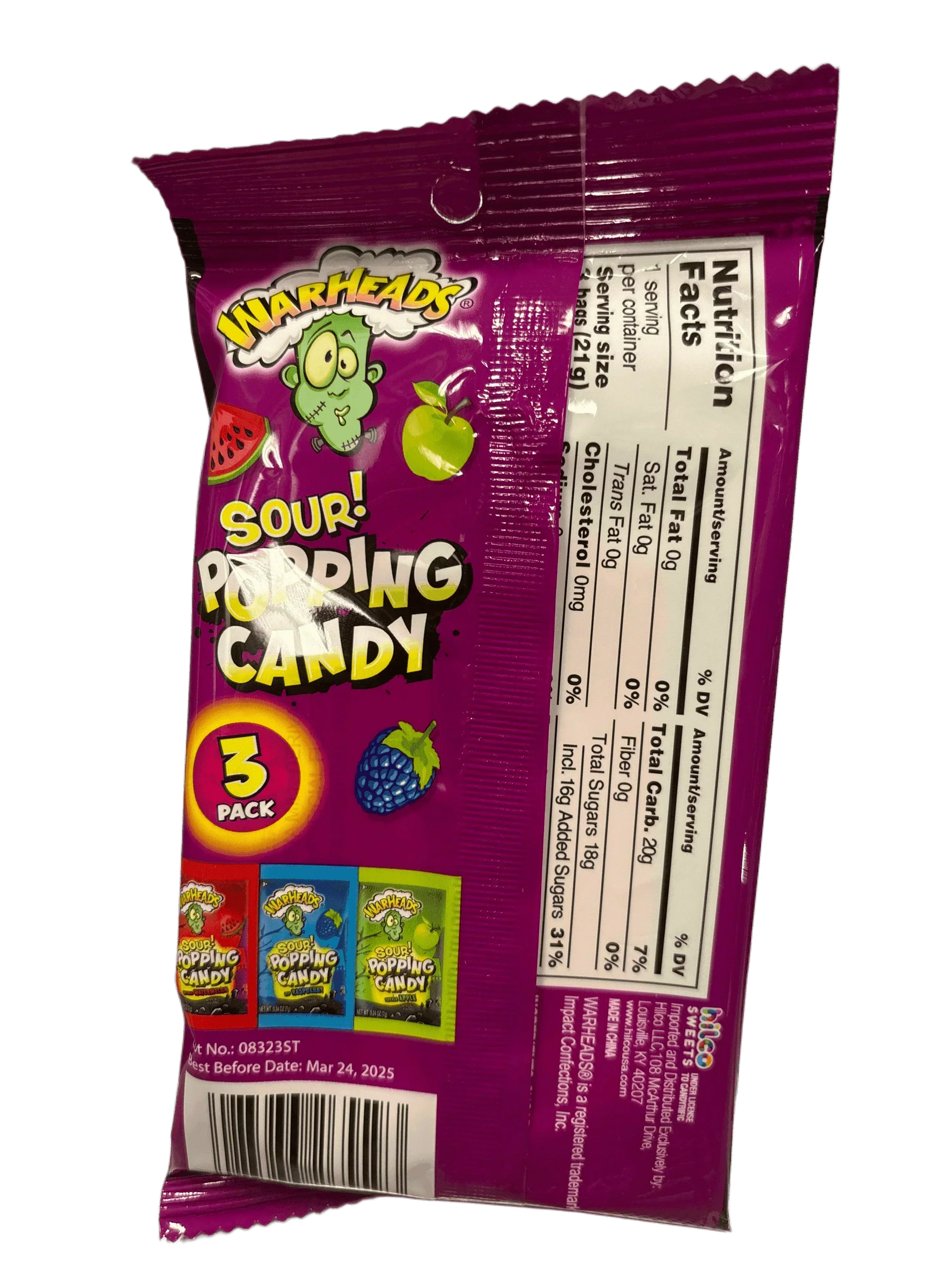 Warheads Sour Popping Candy 3 Fruity Flavors - 21G - www.Shopthatapp.com