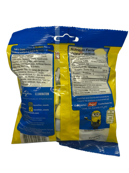 Squashies Soft & Chewy Minions Banana & Blueberry 140G - Canadian Edition - www.Shopthatapp.com