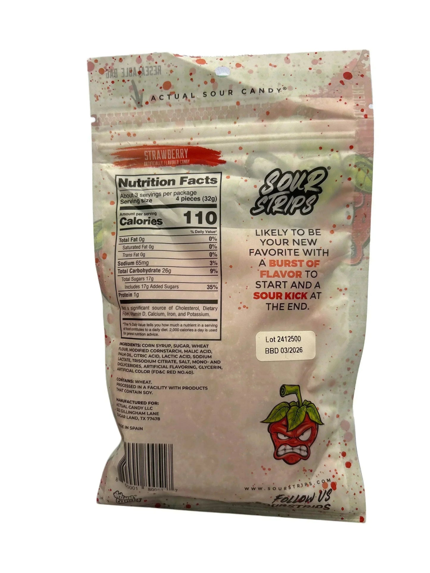 Sour Strips Strawberry 96G - U.S Edition - www.Shopthatapp.com