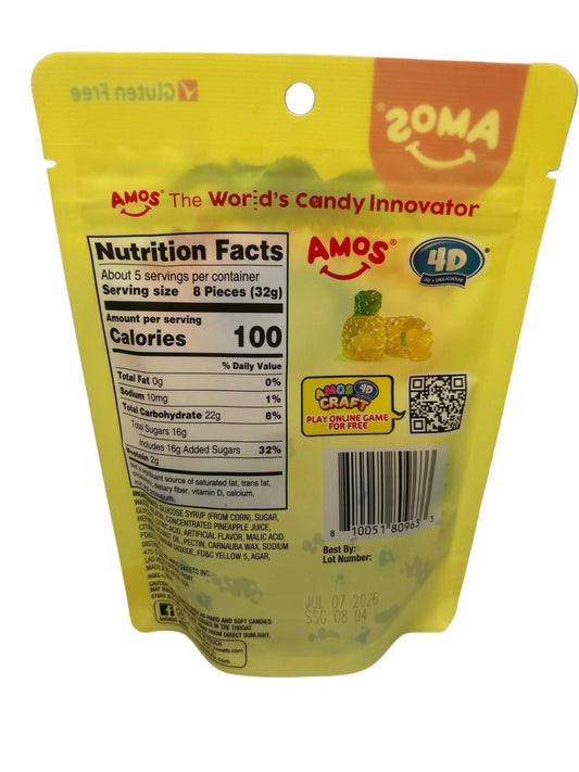 AMOS 4D Fruit Gummy Pineapple Burst Candy 6OZ - www.Shopthatapp.com