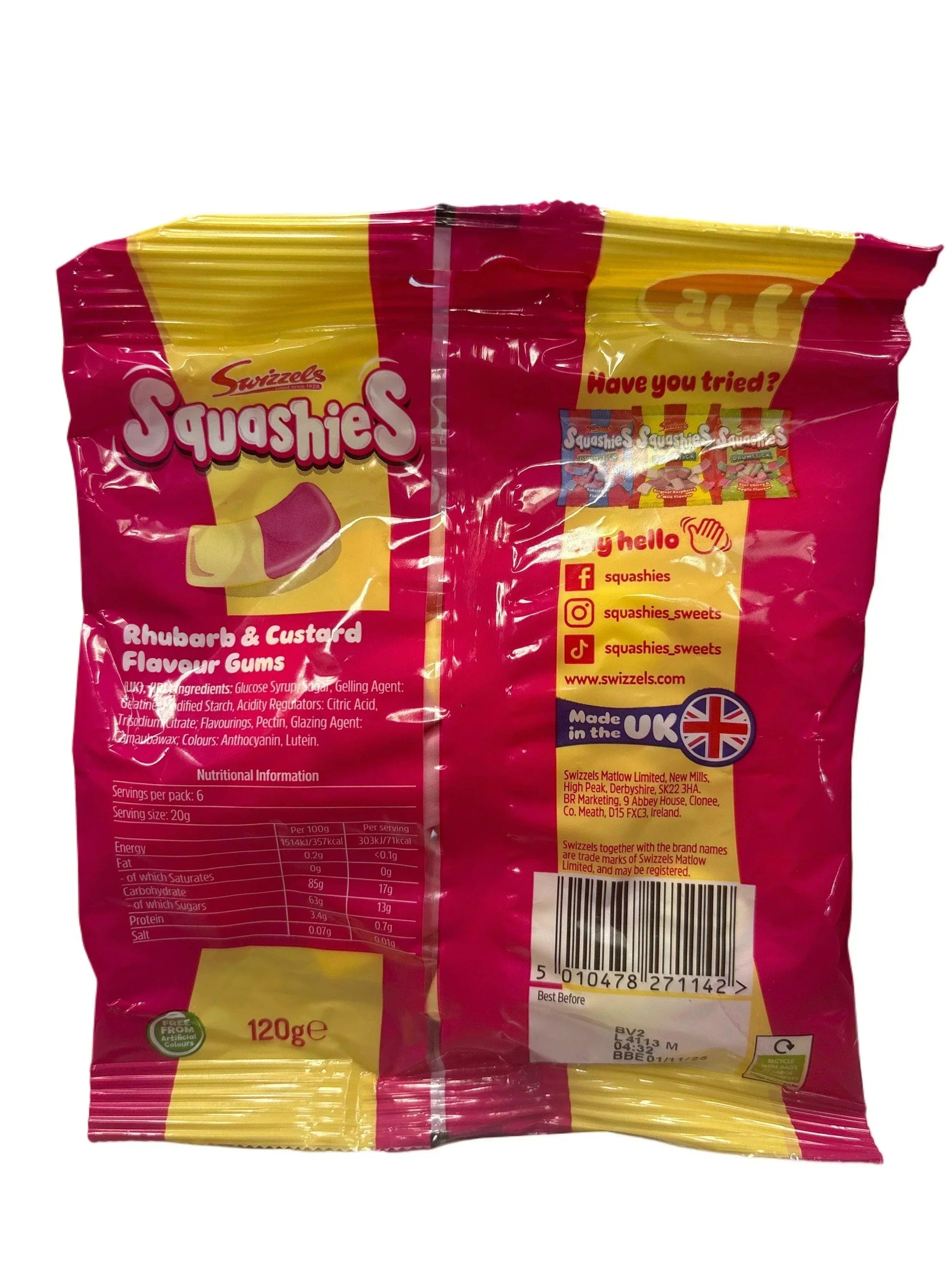 Squashies Drumstick Rhubarb & Custard Candy Bag 120G - www.Shopthatapp.com