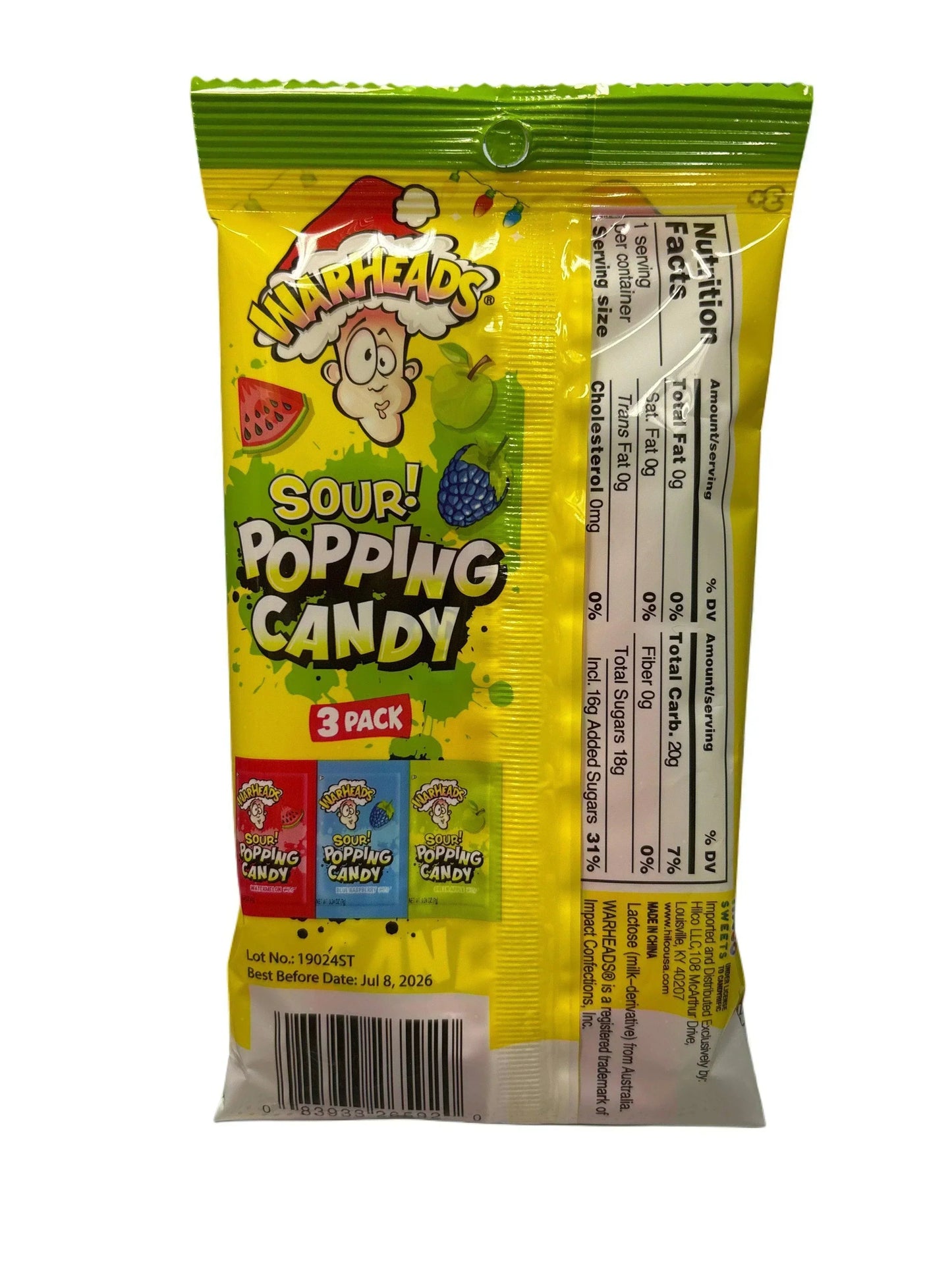 Warheads Holiday Sour Popping Candy 3 Fruity Flavors 0.74OZ - www.Shopthatapp.com