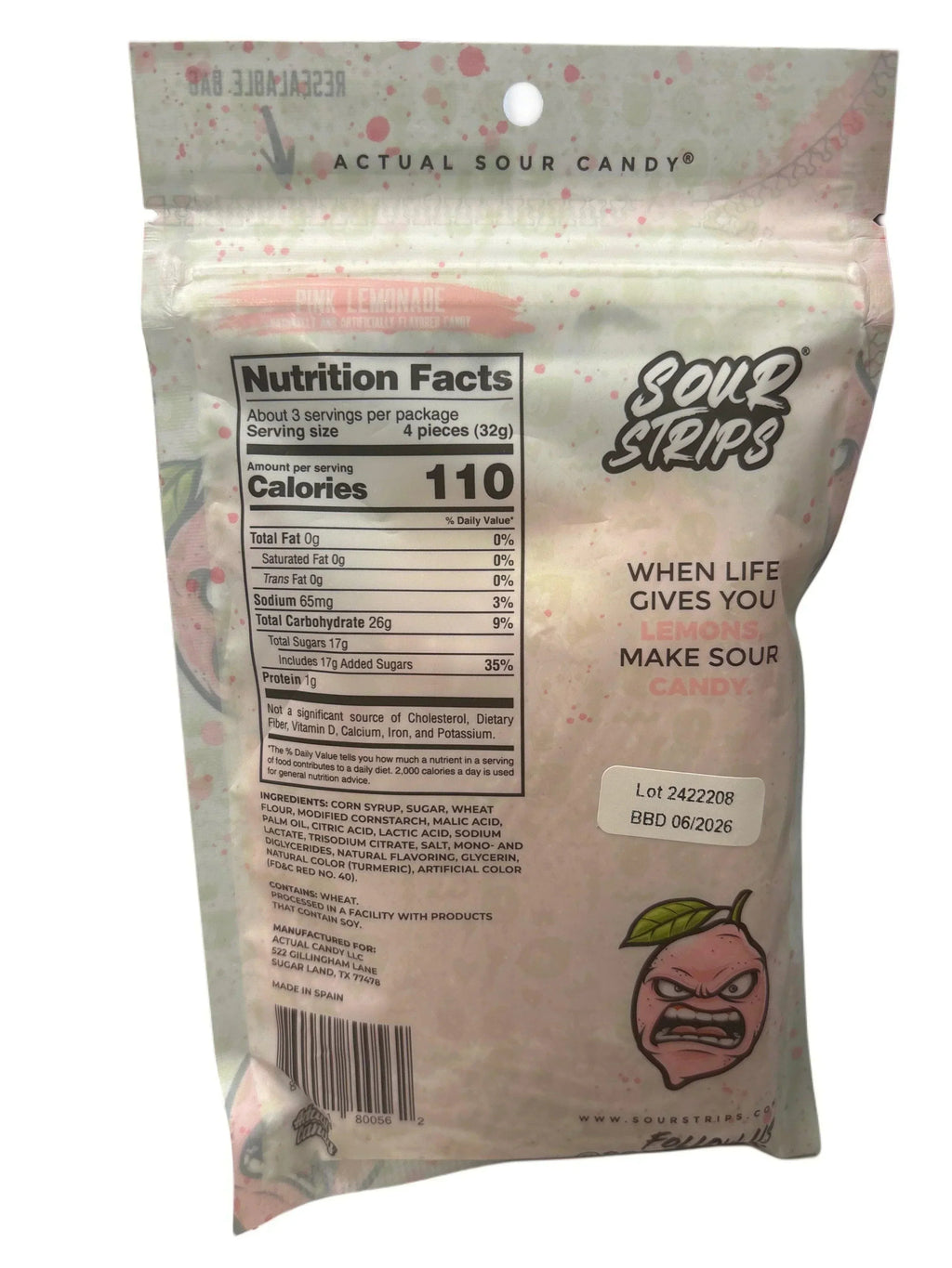 Sour Strips Pink Lemonade 3.4OZ - U.S Edition - www.Shopthatapp.com