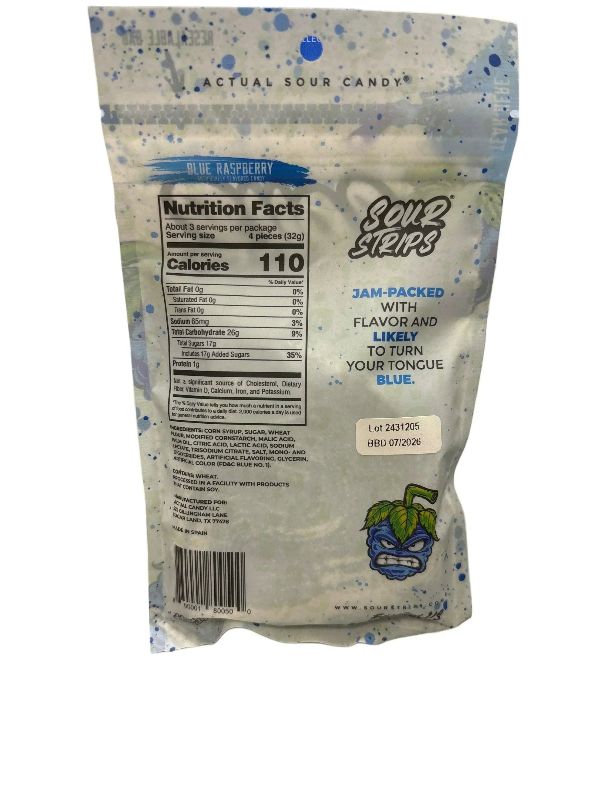 Sour Strips Blue Raspberry 3.40OZ - U.S Edition - www.Shopthatapp.com