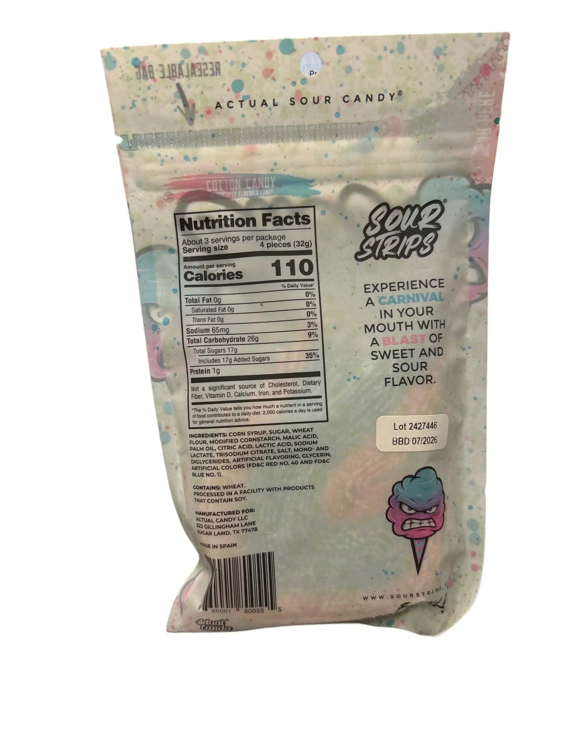 Sour Strips Cotton Candy 3.4OZ - www.Shopthatapp.com
