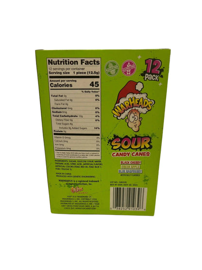 Warheads Sour Candy Cane Fruity Flavors - 12 Pack U.S Edition - www.Shopthatapp.com