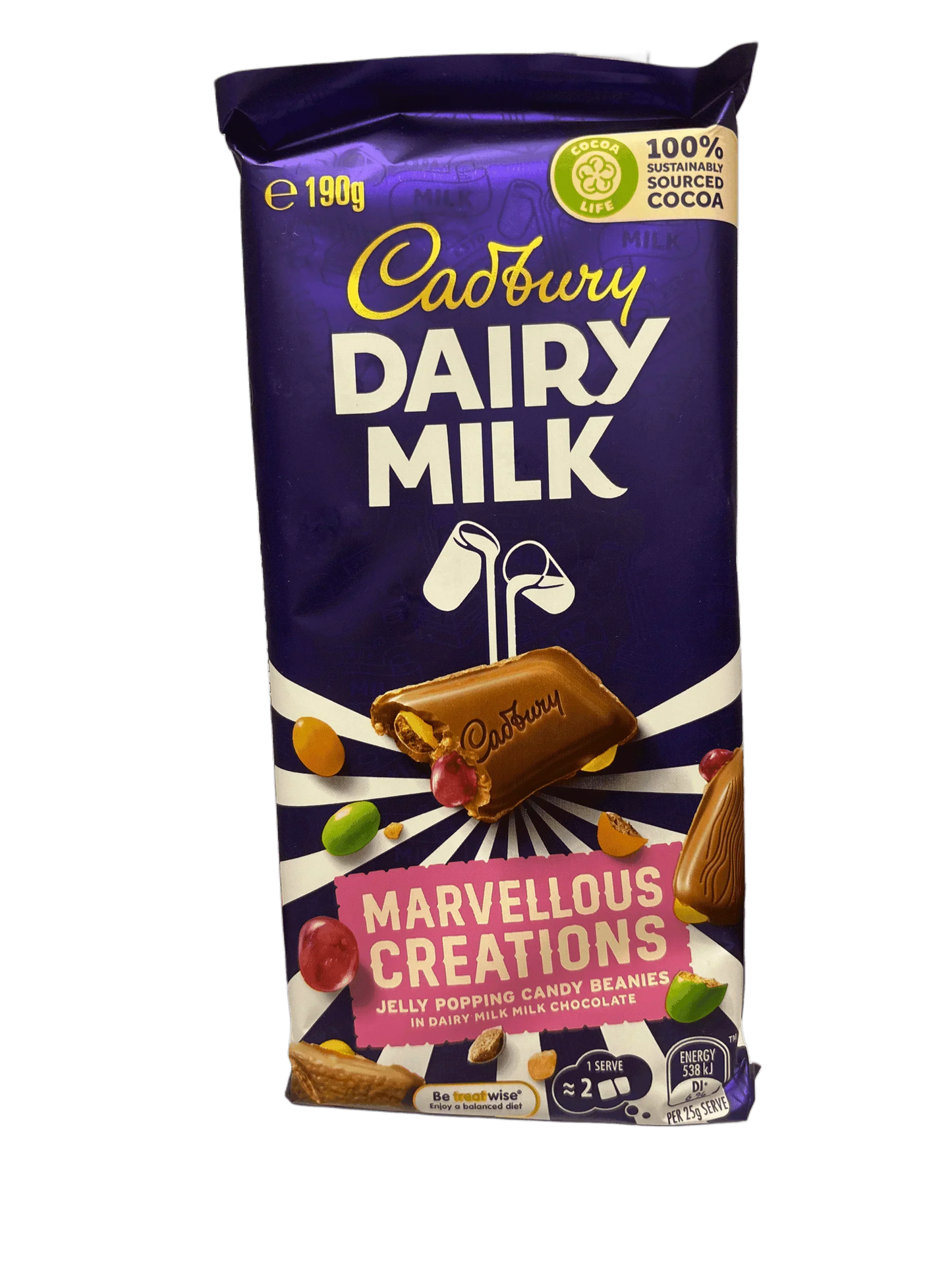 Cadbury Dairy Milk Marvellous Creations Jelly Popping Candy Beanies Chocolate Bar 190G - www.Shopthatapp.com