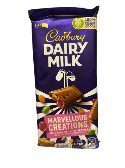 Cadbury Dairy Milk Marvellous Creations Jelly Popping Candy Beanies Chocolate Bar 190G - www.Shopthatapp.com