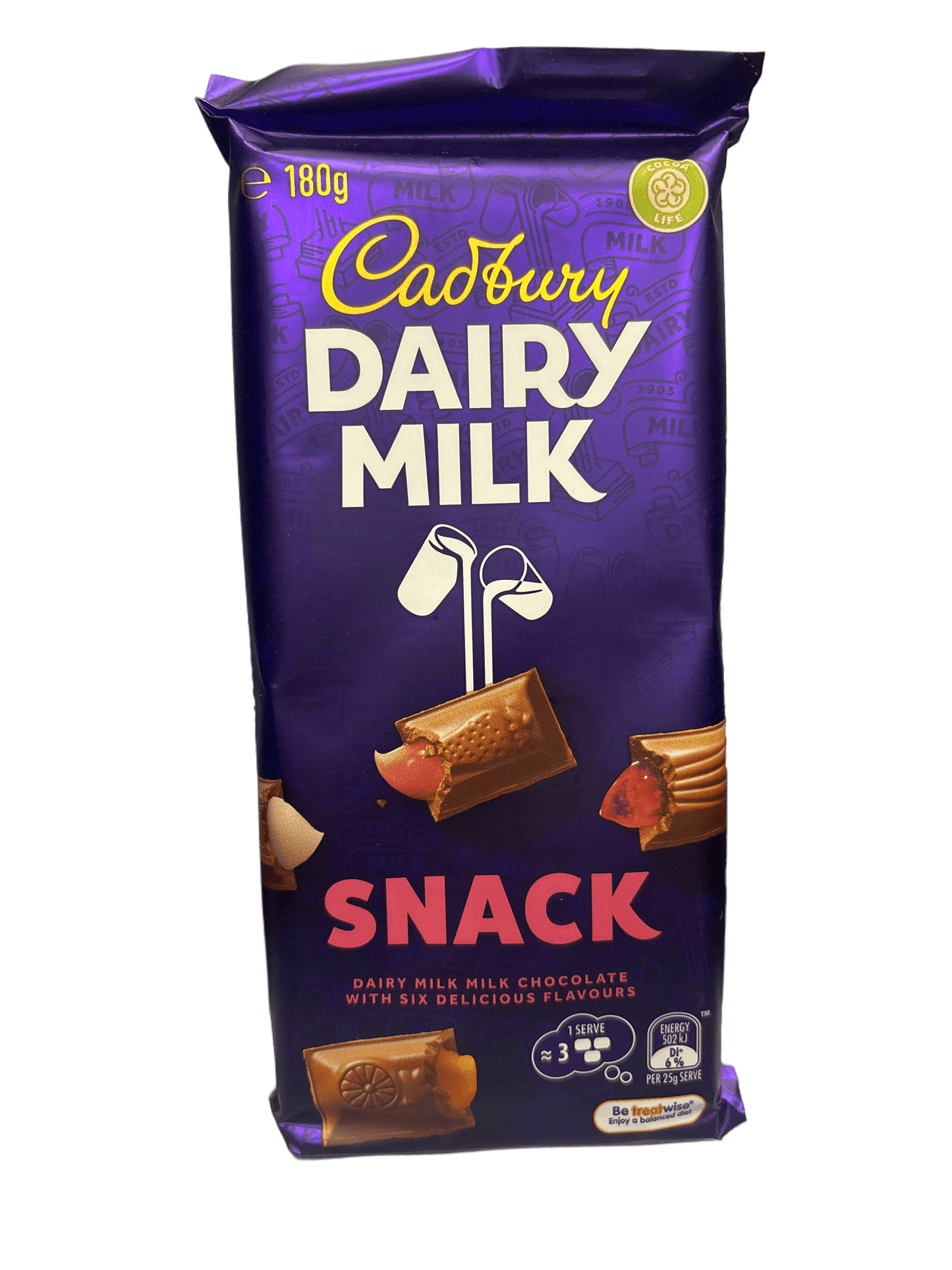 Cadbury Dairy Milk SNACK Chocolate Six Delicious Flavors 180G - www.Shopthatapp.com