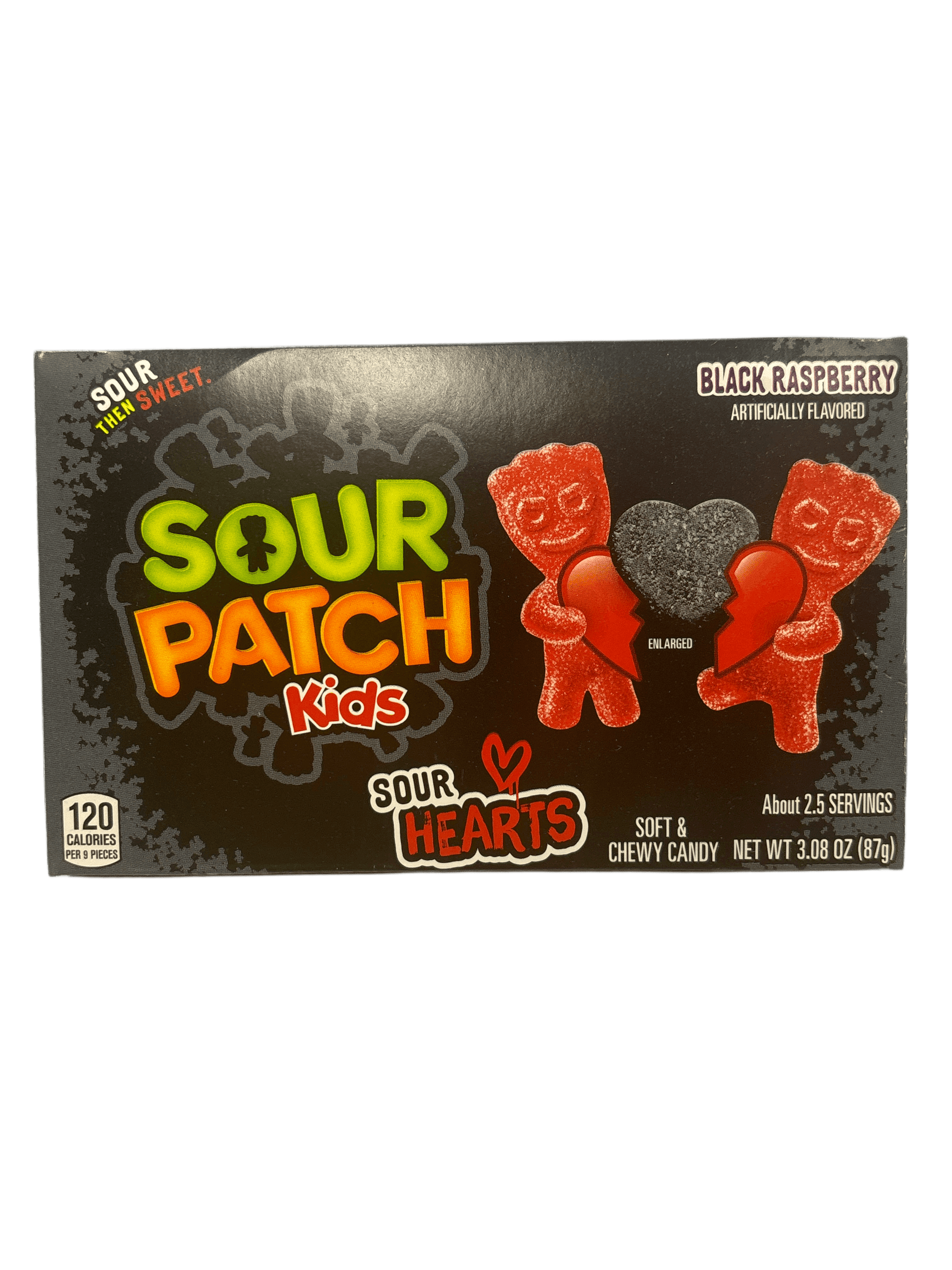 Sour Patch Kids Sour Hearts Black Raspberry Valentines Theatre Box 3.08OZ - www.Shopthatapp.com