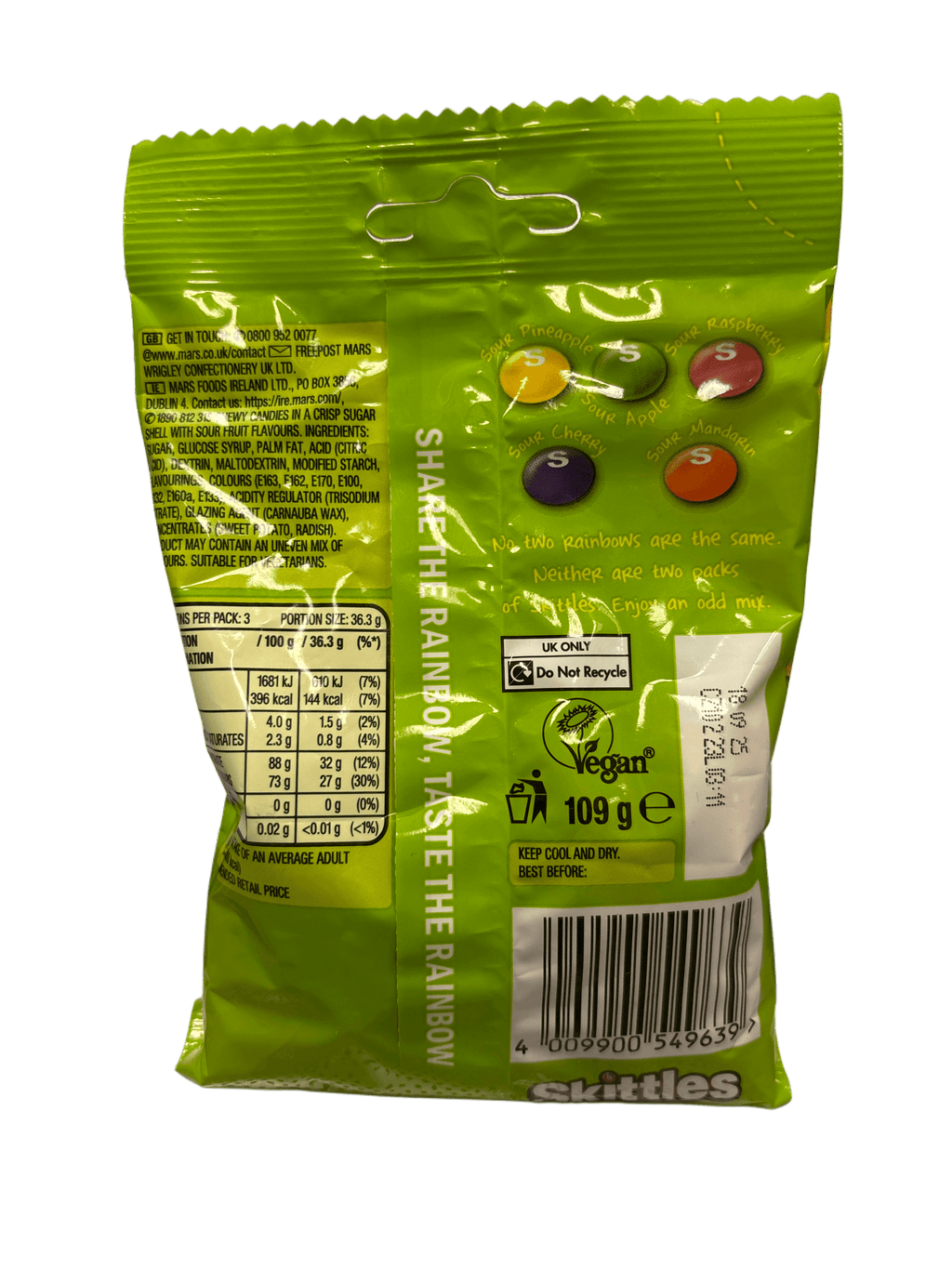 Skittles Crazy Sours Candy Bag 109G - U.K Edition - www.Shopthatapp.com
