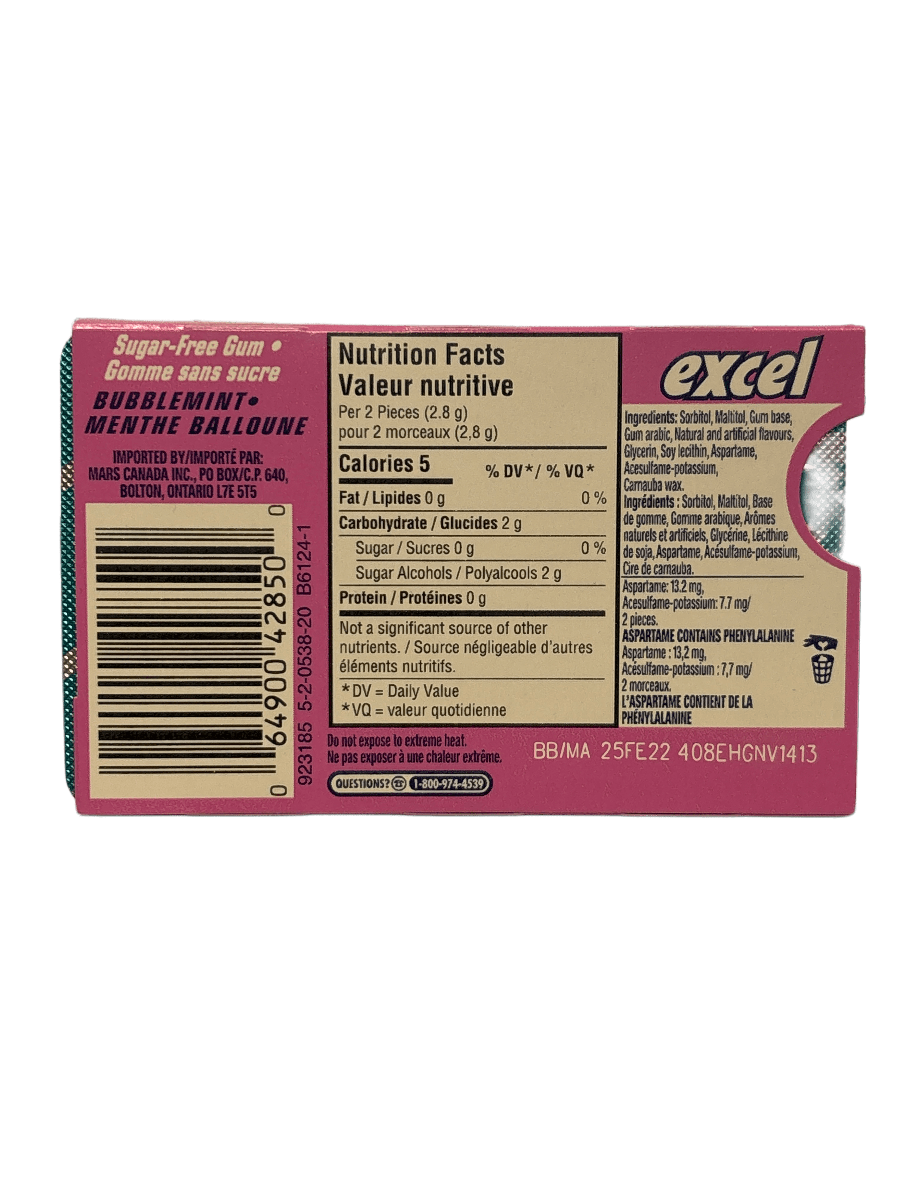 Excel Bubblemint Gum 12 Pieces - Canadian Edition - www.Shopthatapp.com