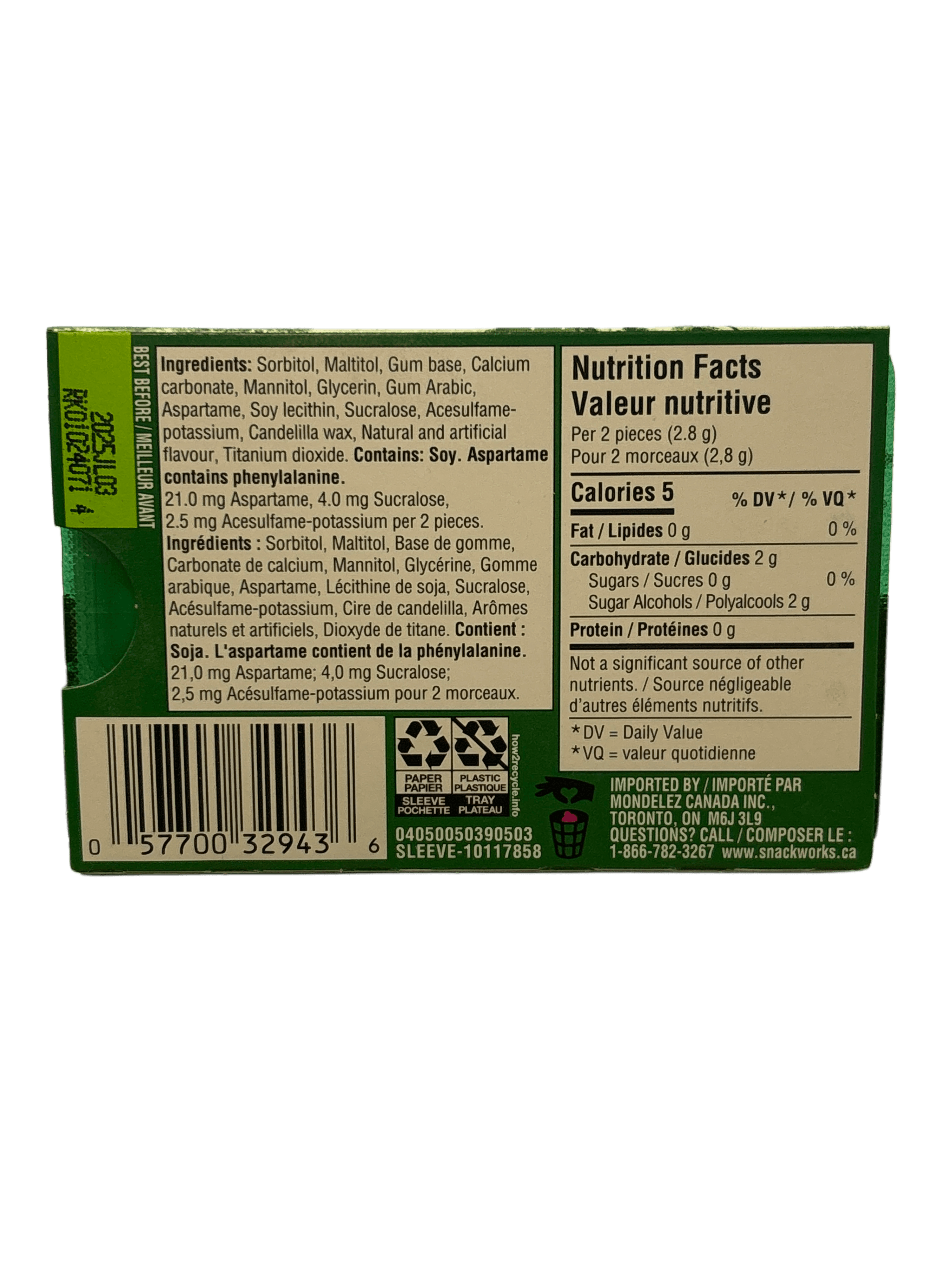 Dentyne Ice Spearmint Gum 12 Pieces - Canadian Edition - www.Shopthatapp.com