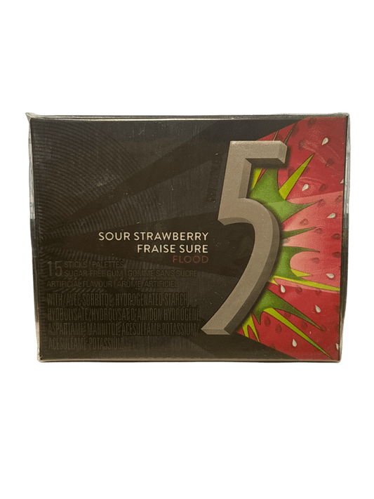 5 Gum Sour Strawberry 15 Pieces - Canadian Edition - www.Shopthatapp.com