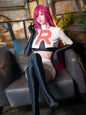 Anime Team Rocket Spandex Leather Cosplay Costume Set with Gloves and Skirt - www.Shopthatapp.com