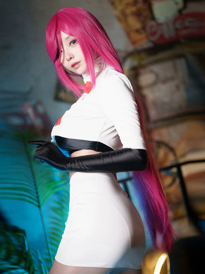 Anime Team Rocket Spandex Leather Cosplay Costume Set with Gloves and Skirt - www.Shopthatapp.com