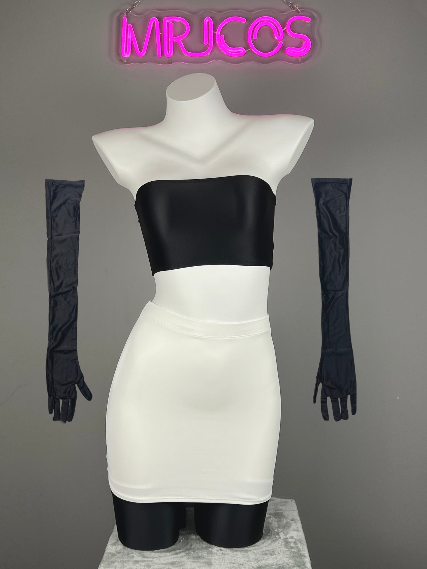 Anime Team Rocket Spandex Leather Cosplay Costume Set with Gloves and Skirt - www.Shopthatapp.com