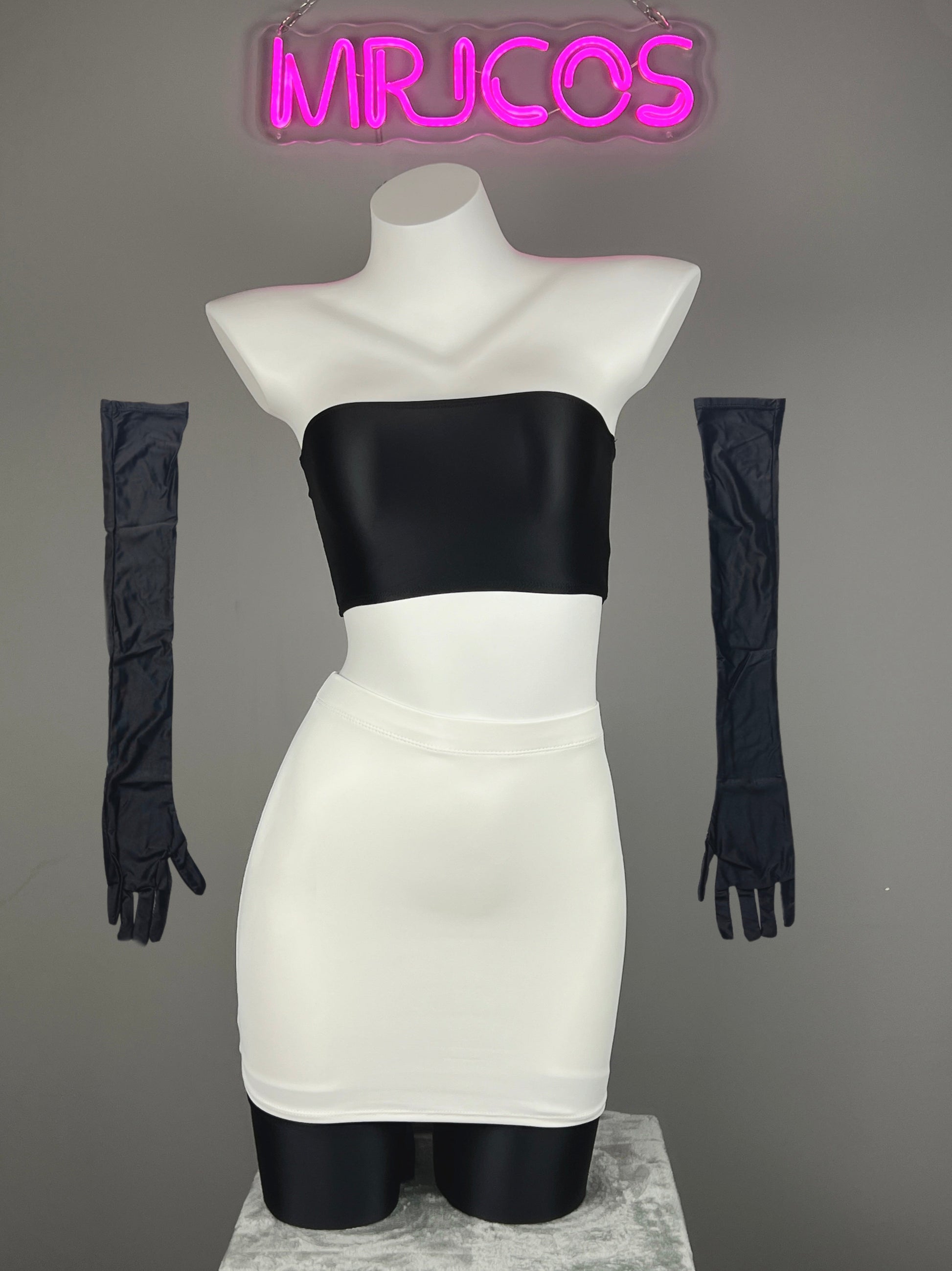 Anime Team Rocket Spandex Leather Cosplay Costume Set with Gloves and Skirt - www.Shopthatapp.com