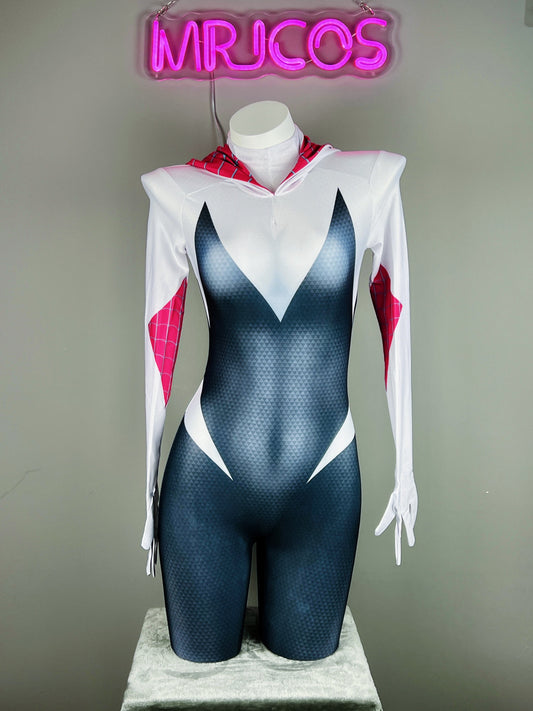 Super Hero Spider Gwen Cosplay Full Bodysuit Halloween Costume Zentai - www.Shopthatapp.com