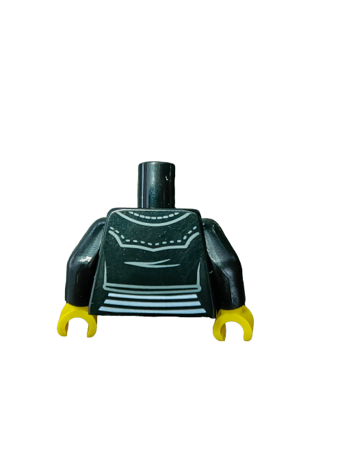 LEGO® 6271205 Torso, Leather Jacket with Silver Studs and Zip with a White Striped Shirt - UB1142 - www.Shopthatapp.com